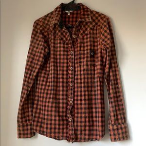 BKE distressed embroidered flannel size S